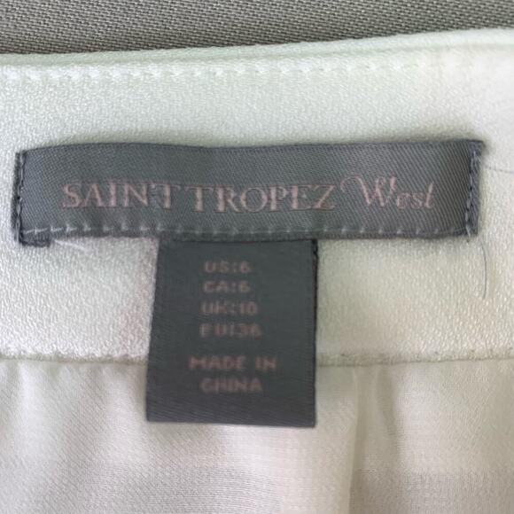 Saint Tropez West Chiffon Wrap Pencil Casual Skirt Lined Size 6 Cream Whte - Picture 13 of 14
